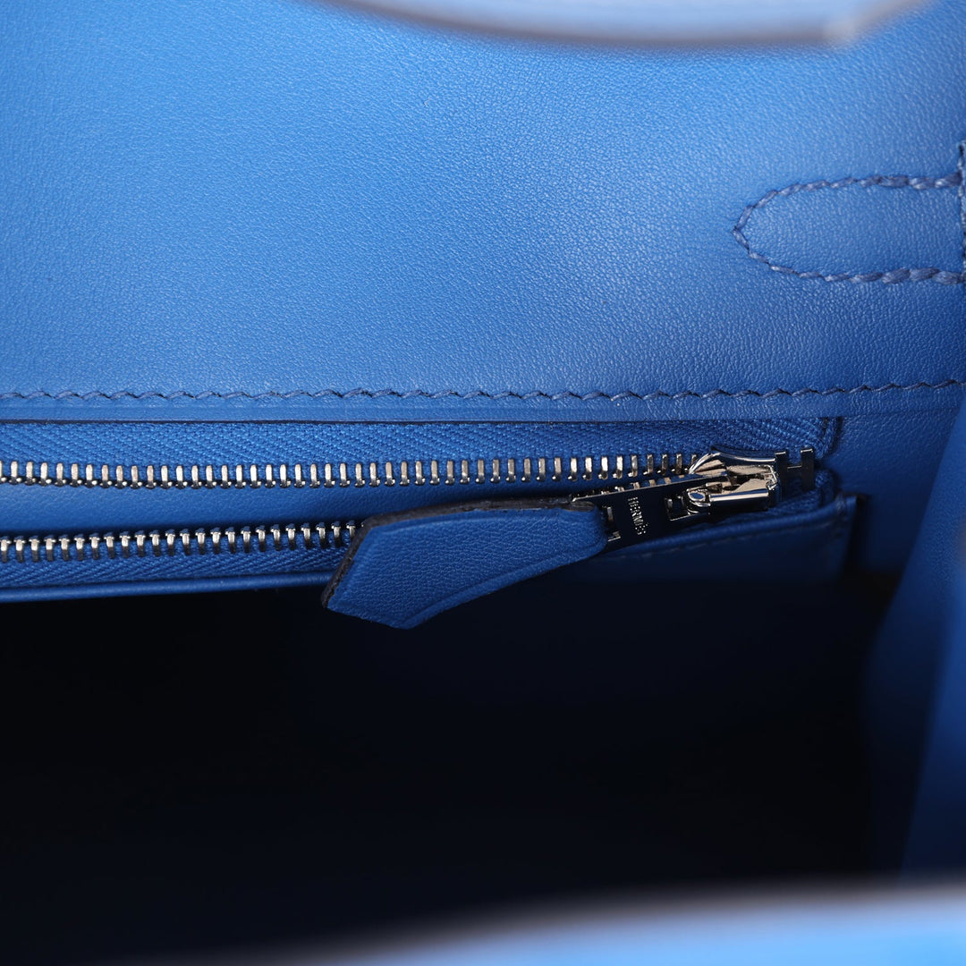 Top quality Hermes Birkin 25 Bleu France Swift Palladium Hardware