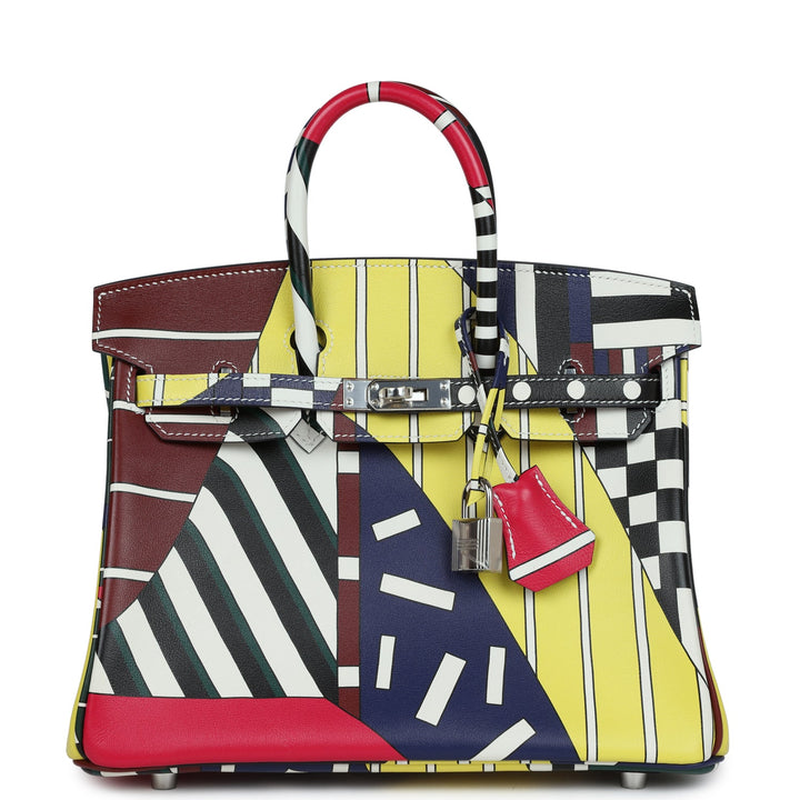 Top quality Hermes "One Two Three and Away We Go" Birkin 25 Multicolor Swift Palladium Hardware