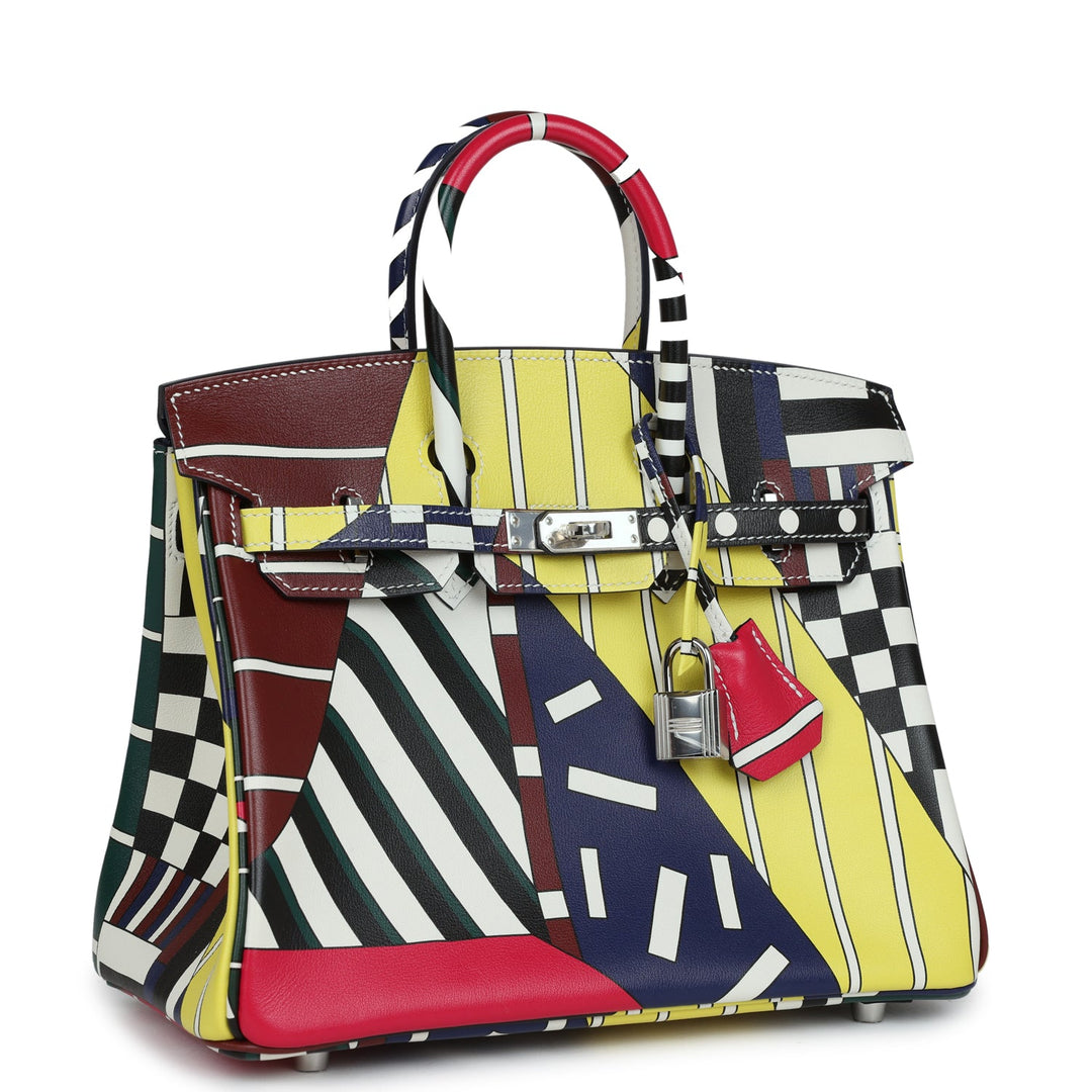 Top quality Hermes "One Two Three and Away We Go" Birkin 25 Multicolor Swift Palladium Hardware