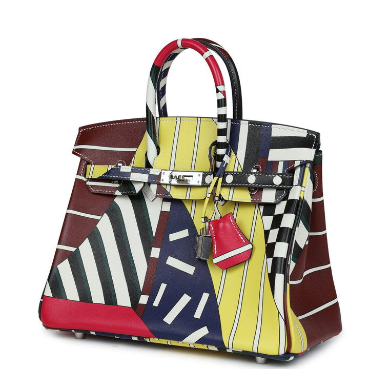Top quality Hermes "One Two Three and Away We Go" Birkin 25 Multicolor Swift Palladium Hardware
