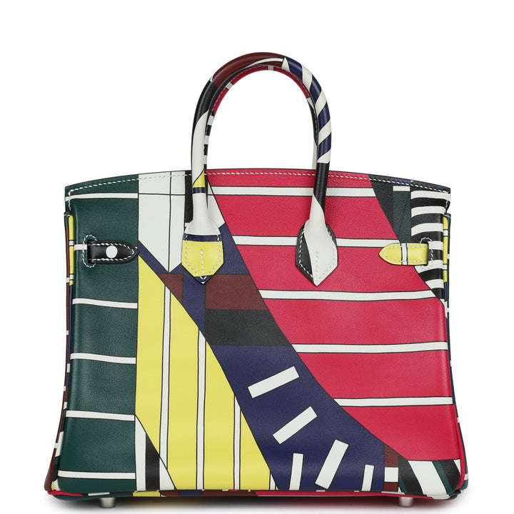 Top quality Hermes "One Two Three and Away We Go" Birkin 25 Multicolor Swift Palladium Hardware
