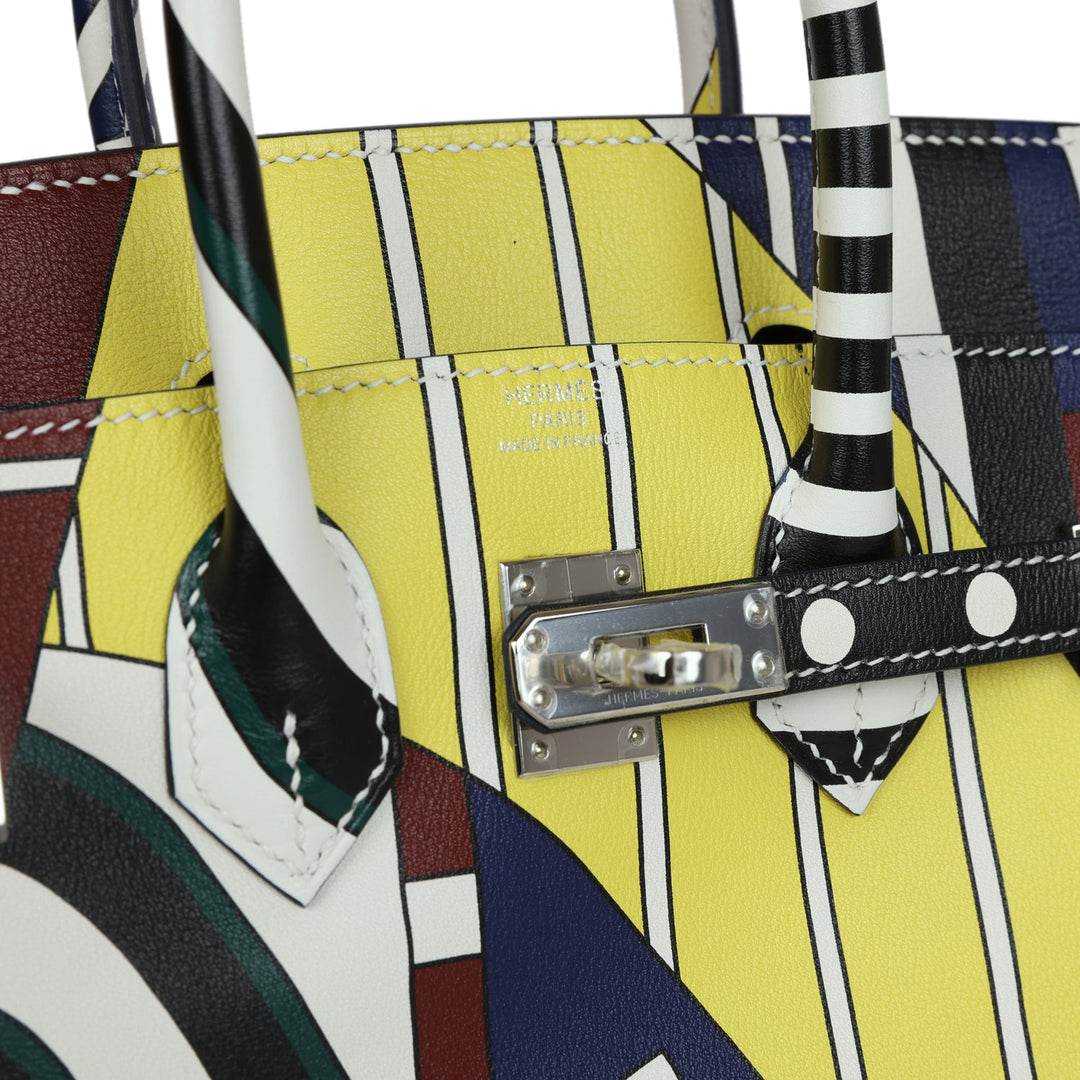 Top quality Hermes "One Two Three and Away We Go" Birkin 25 Multicolor Swift Palladium Hardware