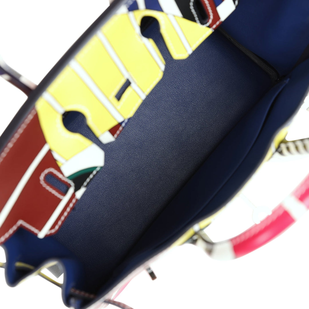 Top quality Hermes "One Two Three and Away We Go" Birkin 25 Multicolor Swift Palladium Hardware