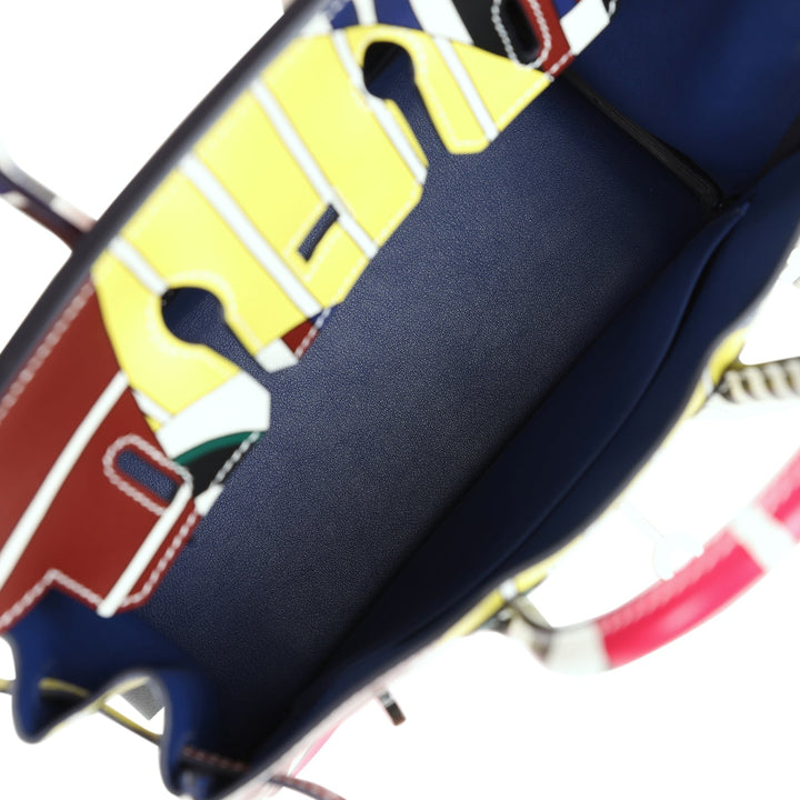 Top quality Hermes "One Two Three and Away We Go" Birkin 25 Multicolor Swift Palladium Hardware