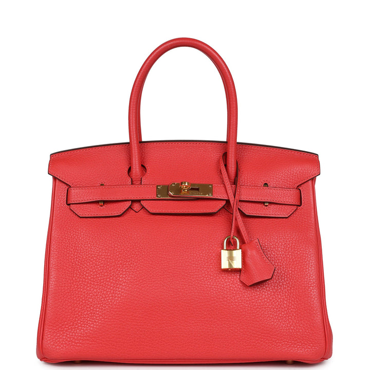 Top quality Hermes Birkin 30 Geranium Clemence Gold Hardware