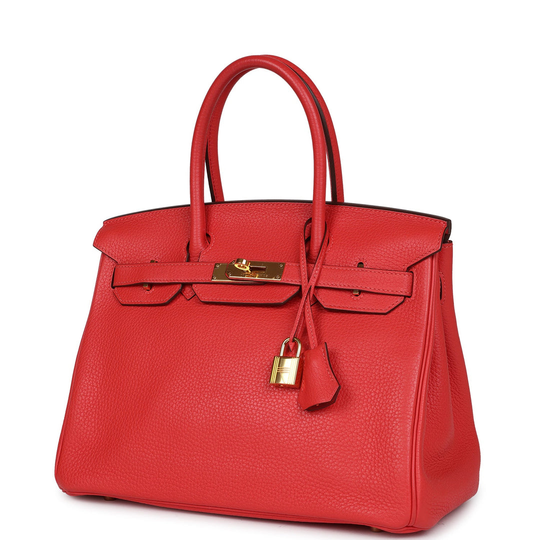 Top quality Hermes Birkin 30 Geranium Clemence Gold Hardware
