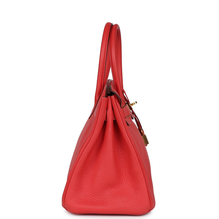 Top quality Hermes Birkin 30 Geranium Clemence Gold Hardware