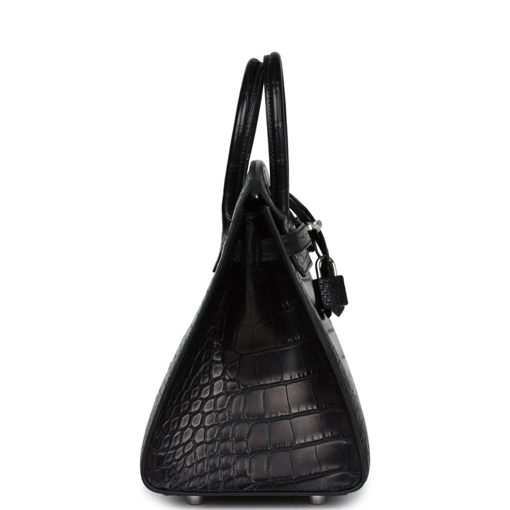 Top quality Hermes Birkin Sellier 25 Black Matte Alligator Palladium Hardware