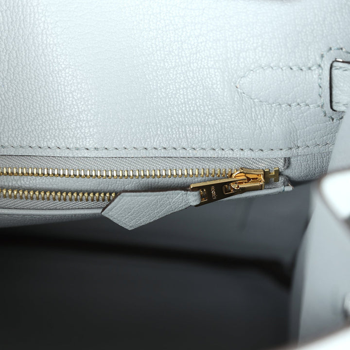 Top quality Hermes Birkin 25 Bleu Glacier Ostrich Gold Hardware