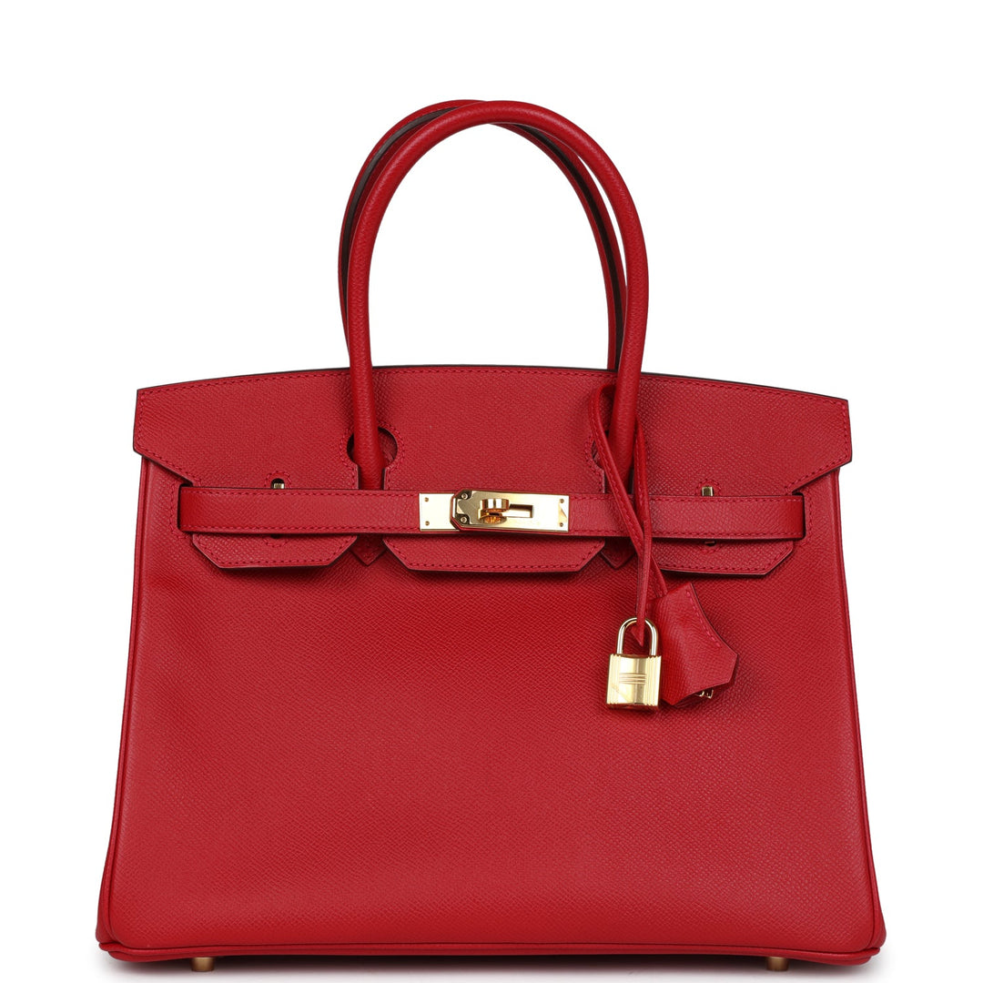 Hermes Birkin 30 Rouge Casaque Epsom Gold Hardware