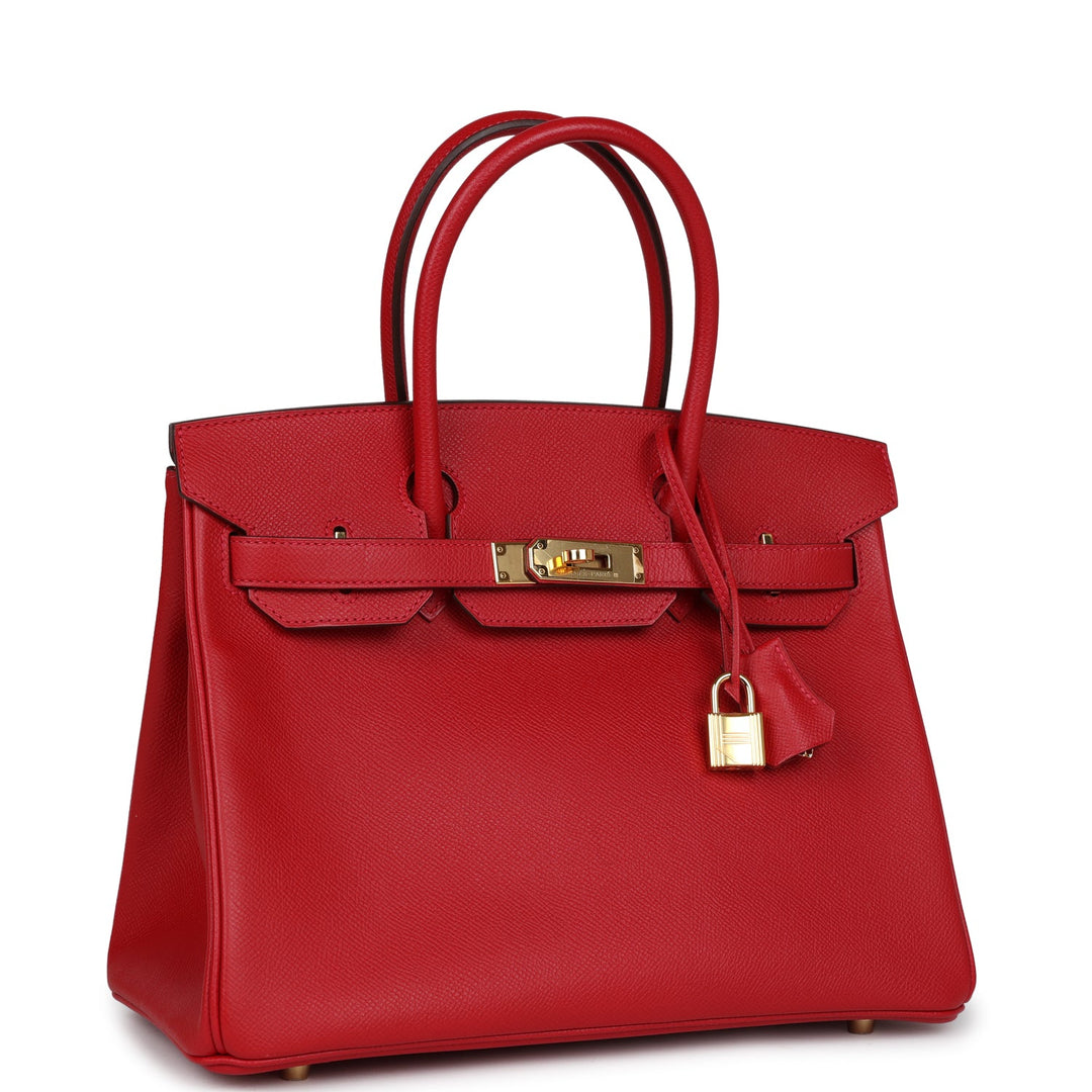 Top quality Hermes Birkin 30 Rouge Casaque Epsom Gold Hardware