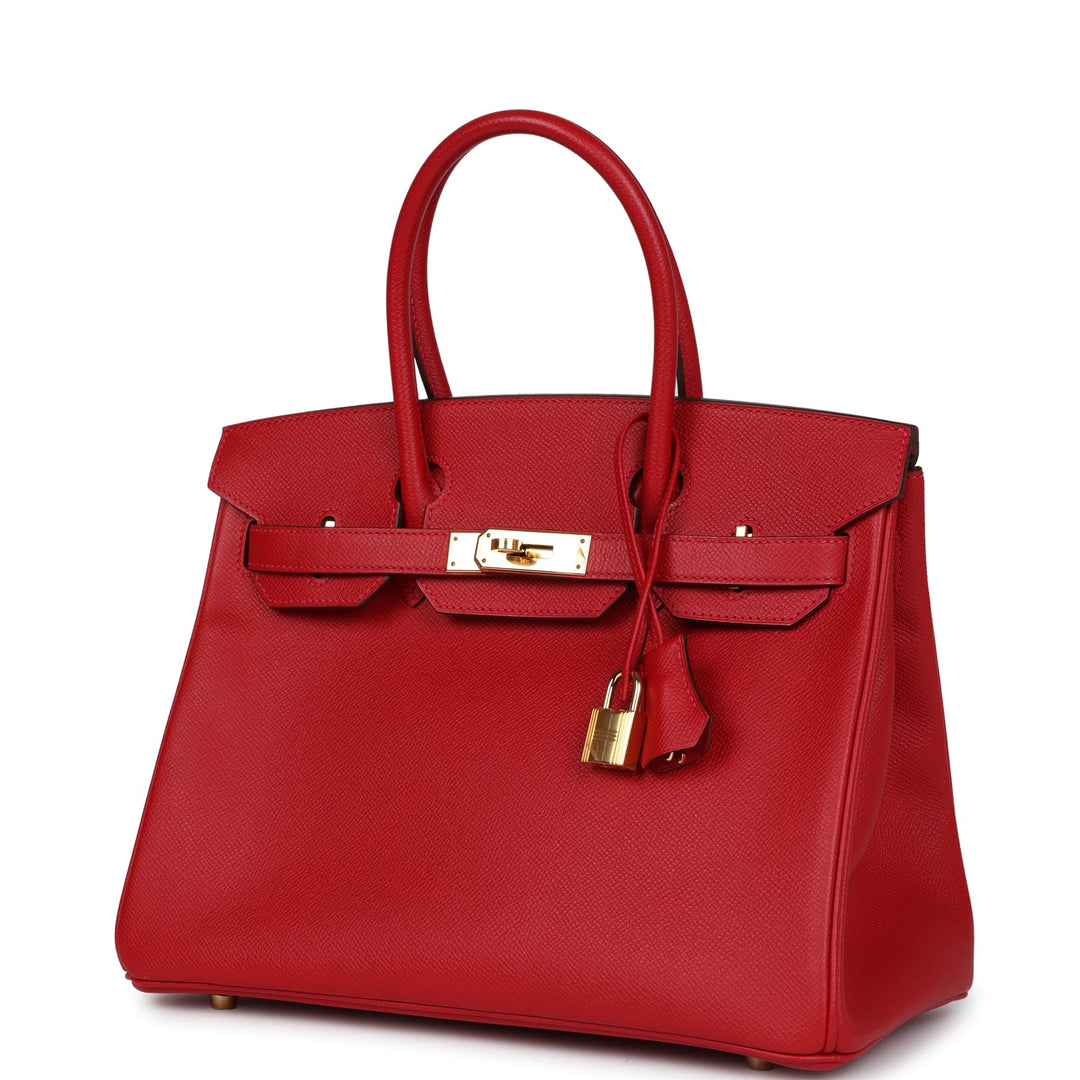 Top quality Hermes Birkin 30 Rouge Casaque Epsom Gold Hardware