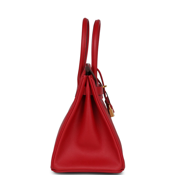 Top quality Hermes Birkin 30 Rouge Casaque Epsom Gold Hardware