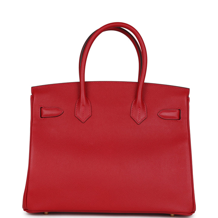 Top quality Hermes Birkin 30 Rouge Casaque Epsom Gold Hardware
