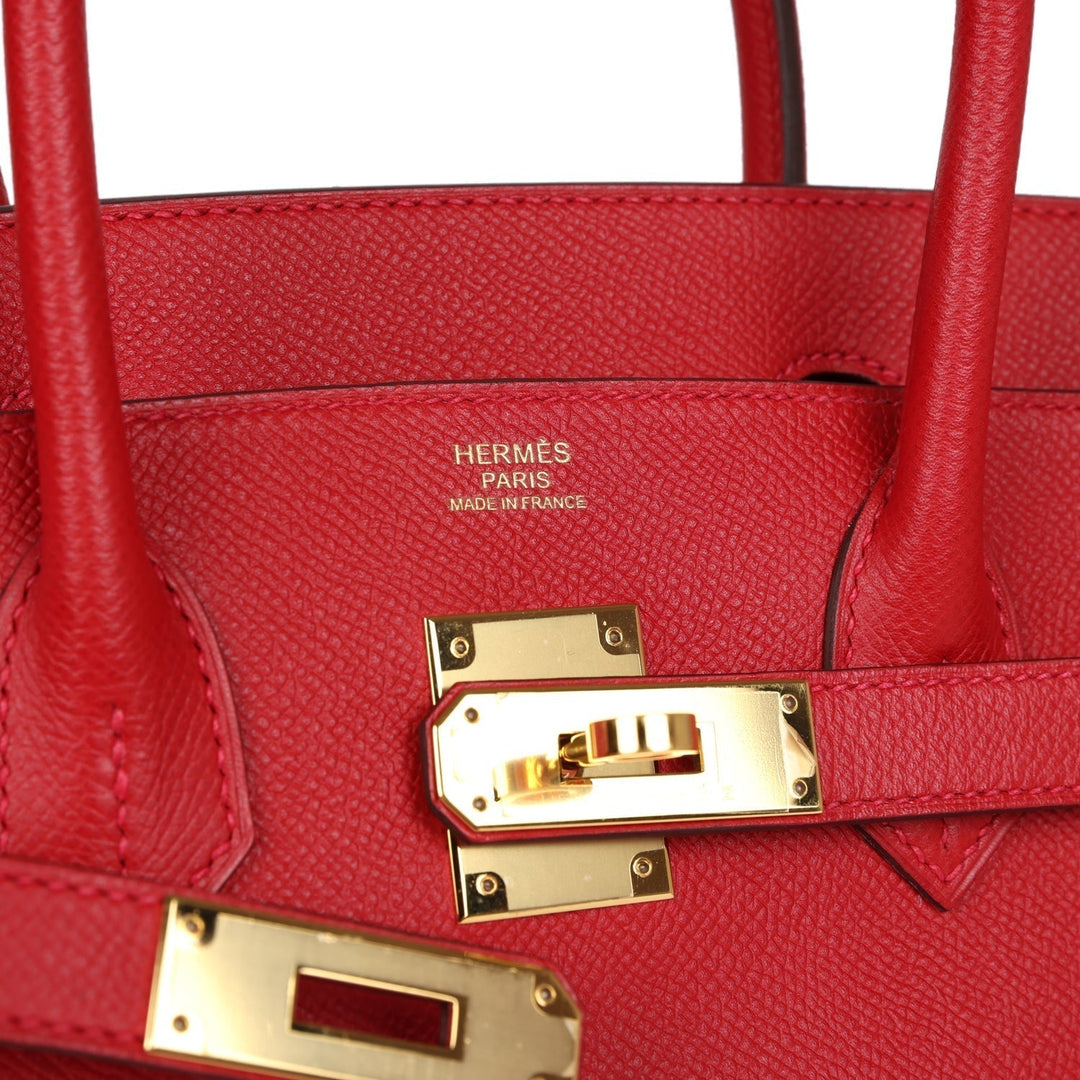 Top quality Hermes Birkin 30 Rouge Casaque Epsom Gold Hardware