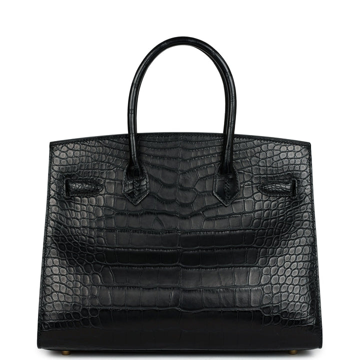 Top quality Hermes Birkin Sellier 30 Black Matte Alligator Gold Hardware