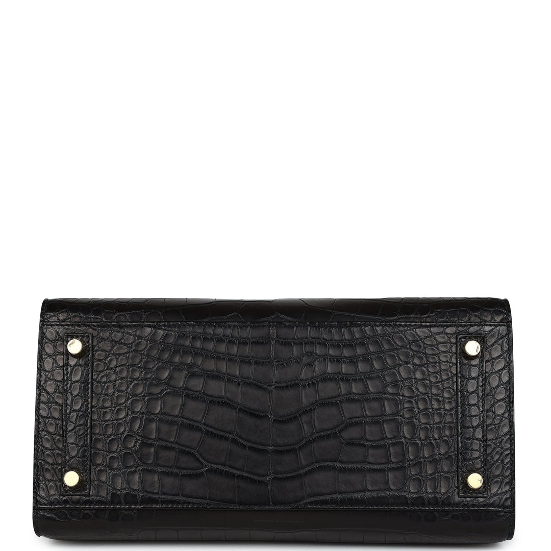 Top quality Hermes Birkin Sellier 30 Black Matte Alligator Gold Hardware