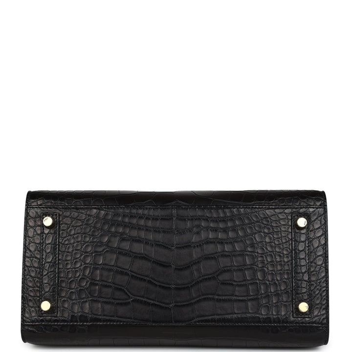Top quality Hermes Birkin Sellier 30 Black Matte Alligator Gold Hardware