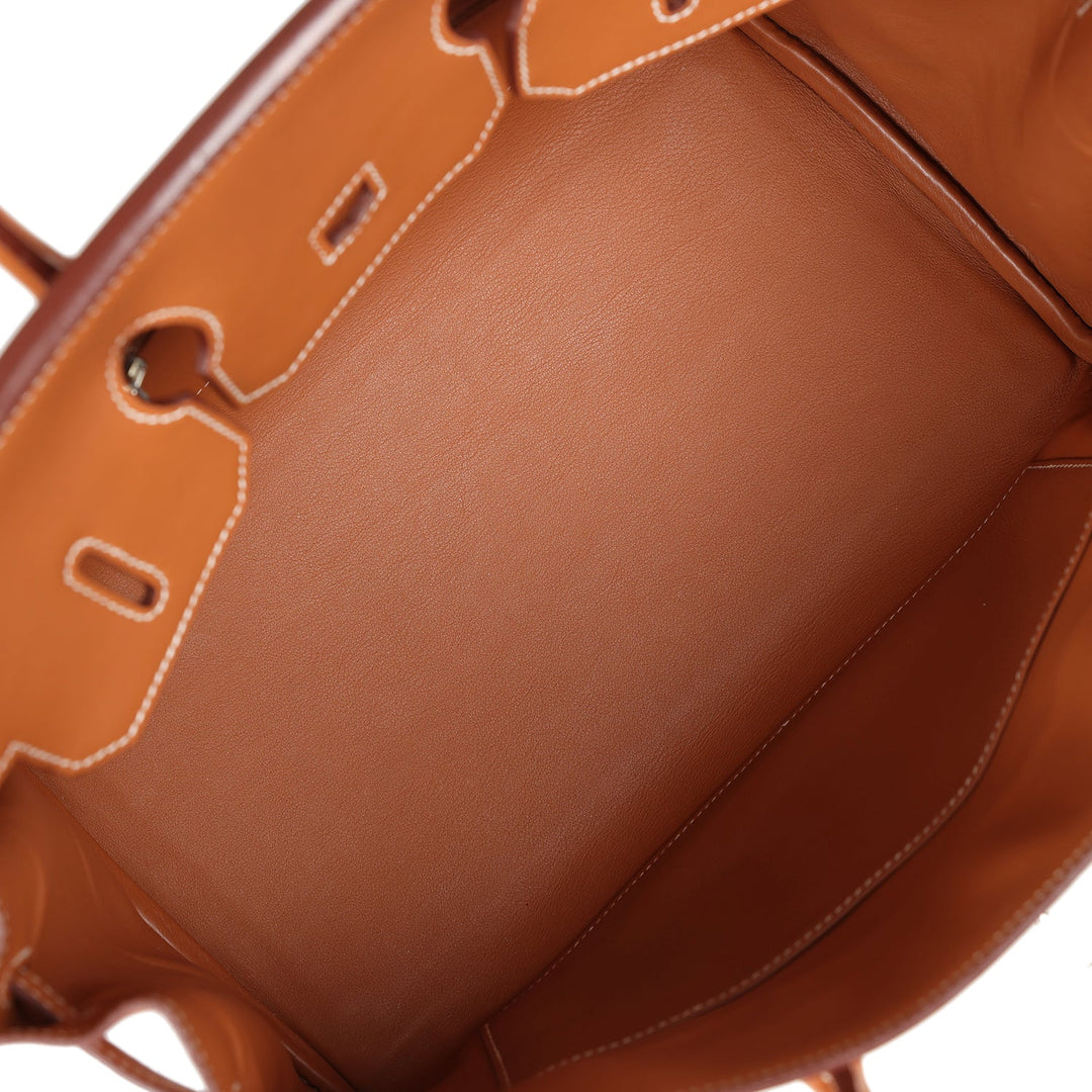Premium Handmade Hermes Birkin 35 Toile H and Fauve Barenia Palladium Hardware