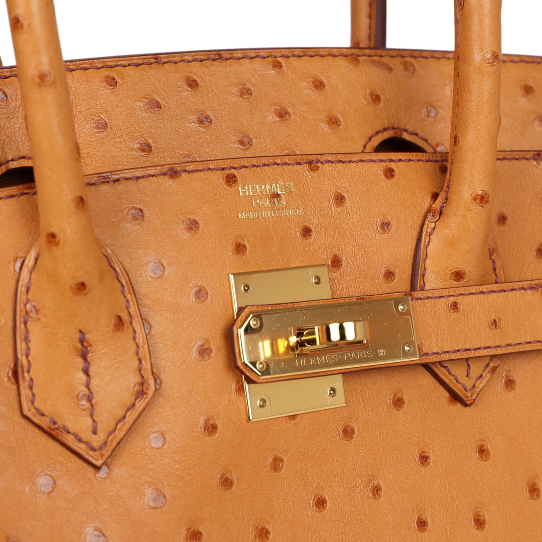 Top quality Hermes Birkin 30 Gold Ostrich Gold Hardware