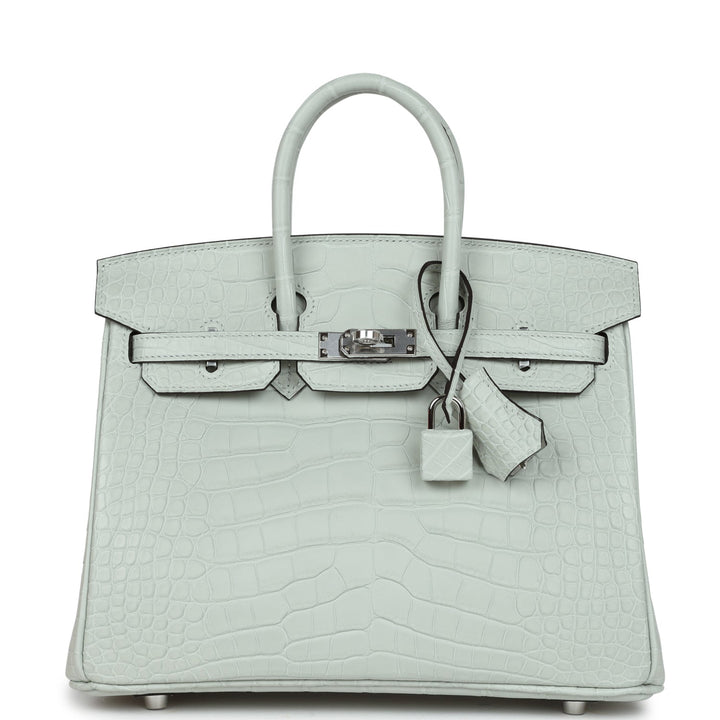 Top quality Hermes Birkin 25 Gris Neve Matte Alligator Palladium Hardware