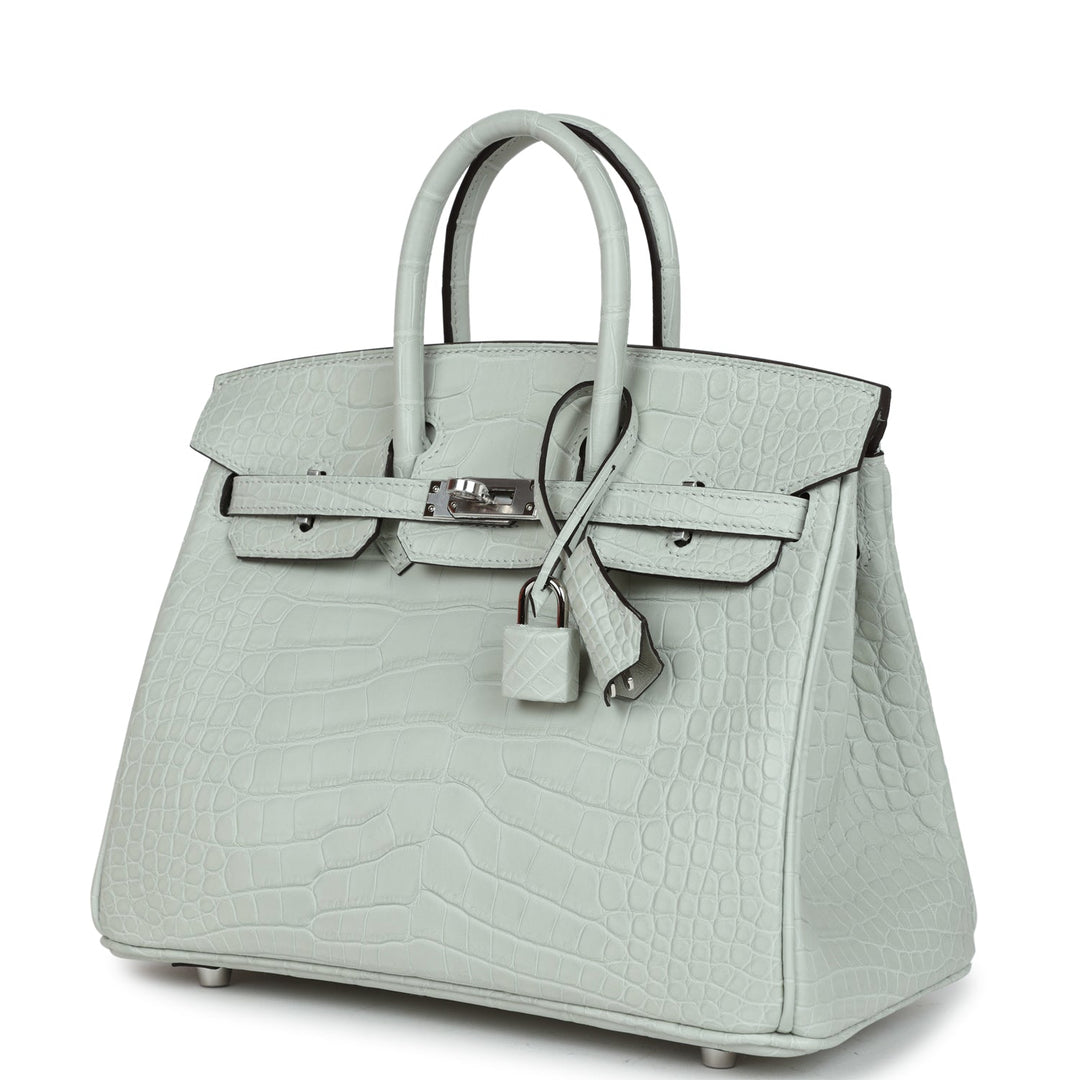 Top quality Hermes Birkin 25 Gris Neve Matte Alligator Palladium Hardware