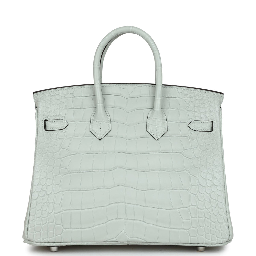 Top quality Hermes Birkin 25 Gris Neve Matte Alligator Palladium Hardware