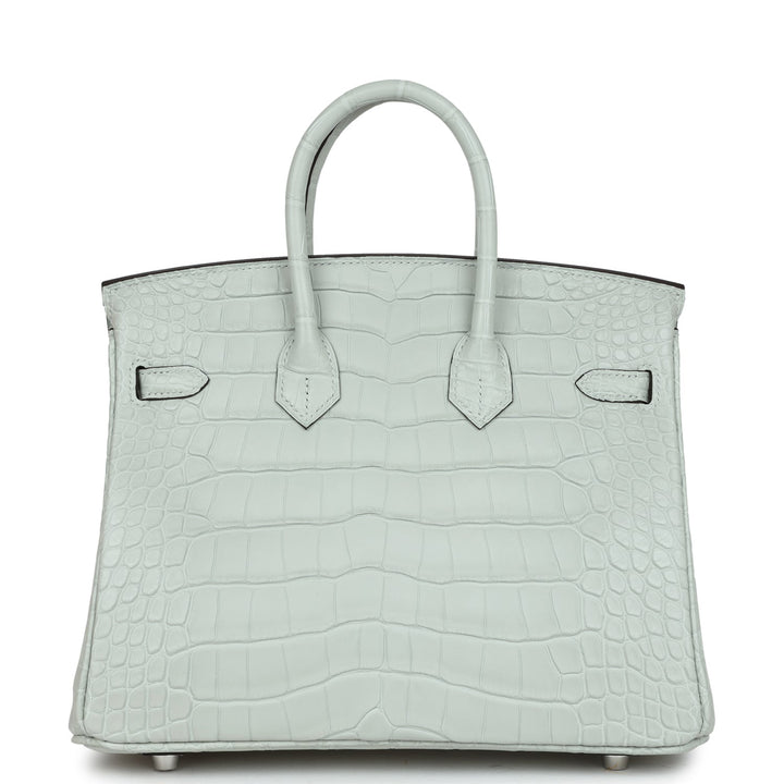 Top quality Hermes Birkin 25 Gris Neve Matte Alligator Palladium Hardware