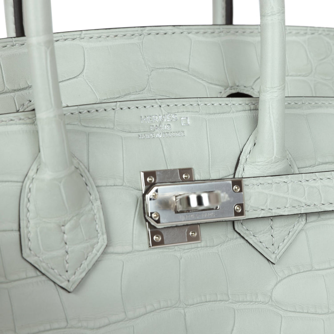 Top quality Hermes Birkin 25 Gris Neve Matte Alligator Palladium Hardware
