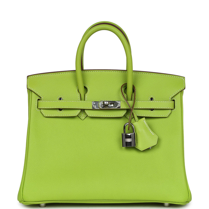 Top quality Hermes Birkin 25 Kiwi Candy Epsom Palladium Hardware