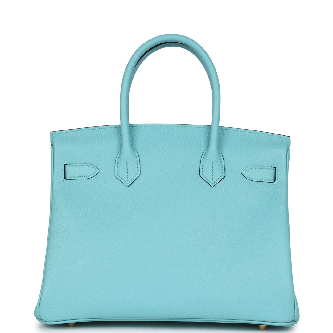 Top quality Hermes Birkin 30 Bleu Atoll Epsom Gold Hardware