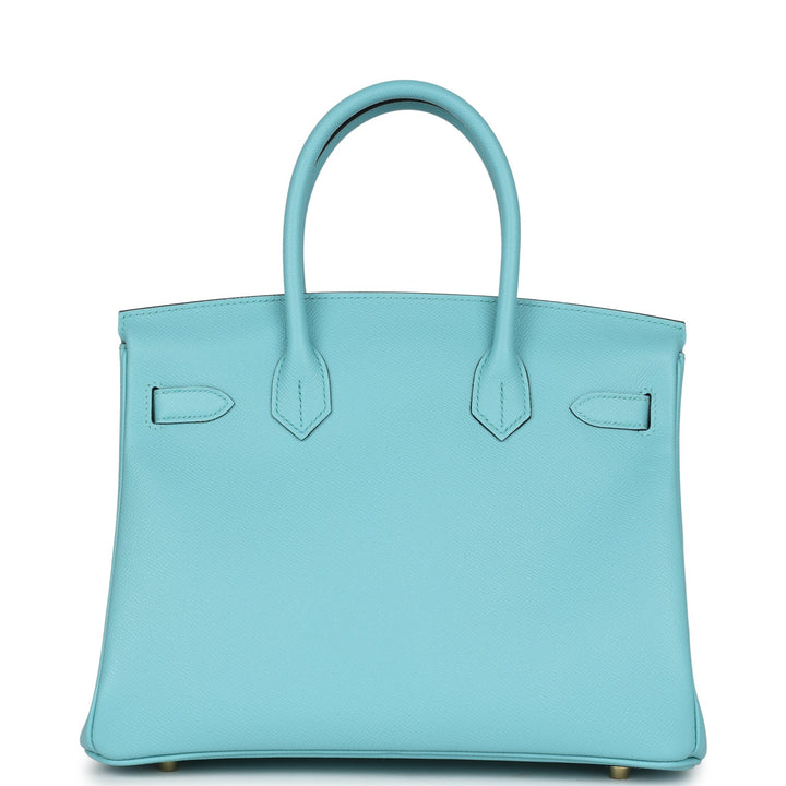 Top quality Hermes Birkin 30 Bleu Atoll Epsom Gold Hardware
