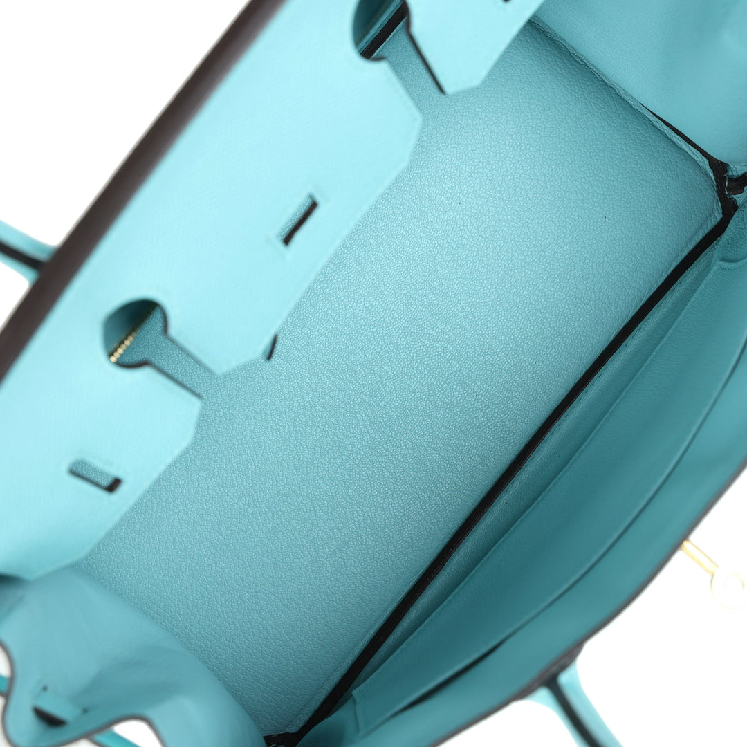 Top quality Hermes Birkin 30 Bleu Atoll Epsom Gold Hardware