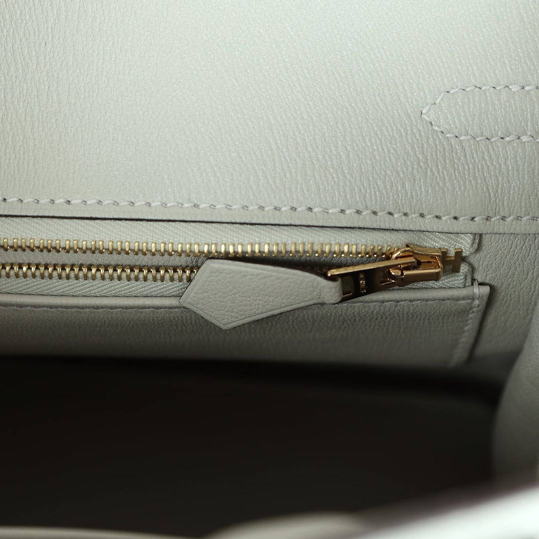 Premium Handmade Hermes Birkin 25 Gris Neve Matte Alligator Gold Hardware