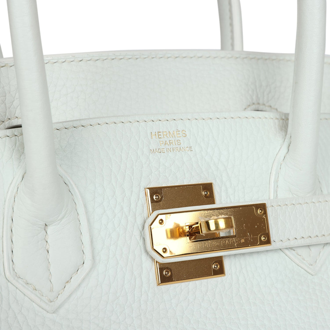 Top quality Hermes Birkin 30 White Clemence Gold Hardware