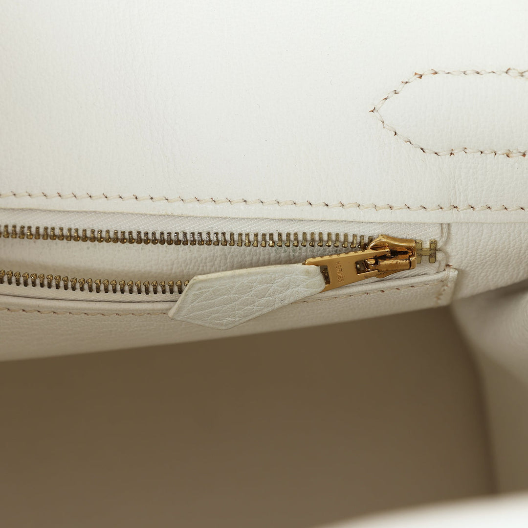 Top quality Hermes Birkin 30 White Clemence Gold Hardware