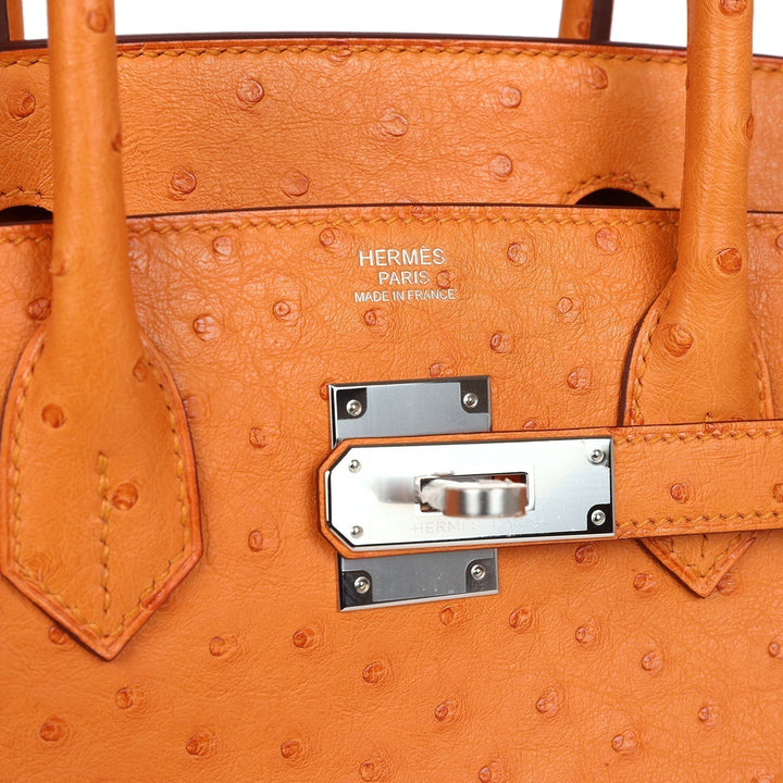 Top quality Hermes Birkin 30 Abricot Ostrich Palladium Hardware