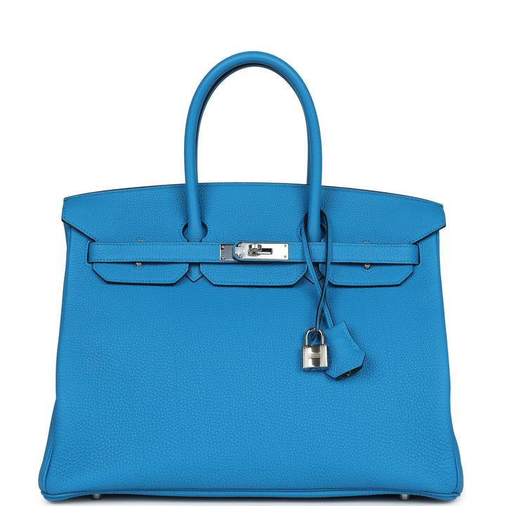 Top quality Hermes Birkin 35 Bleu Zanzibar Verso Togo Palladium Hardware