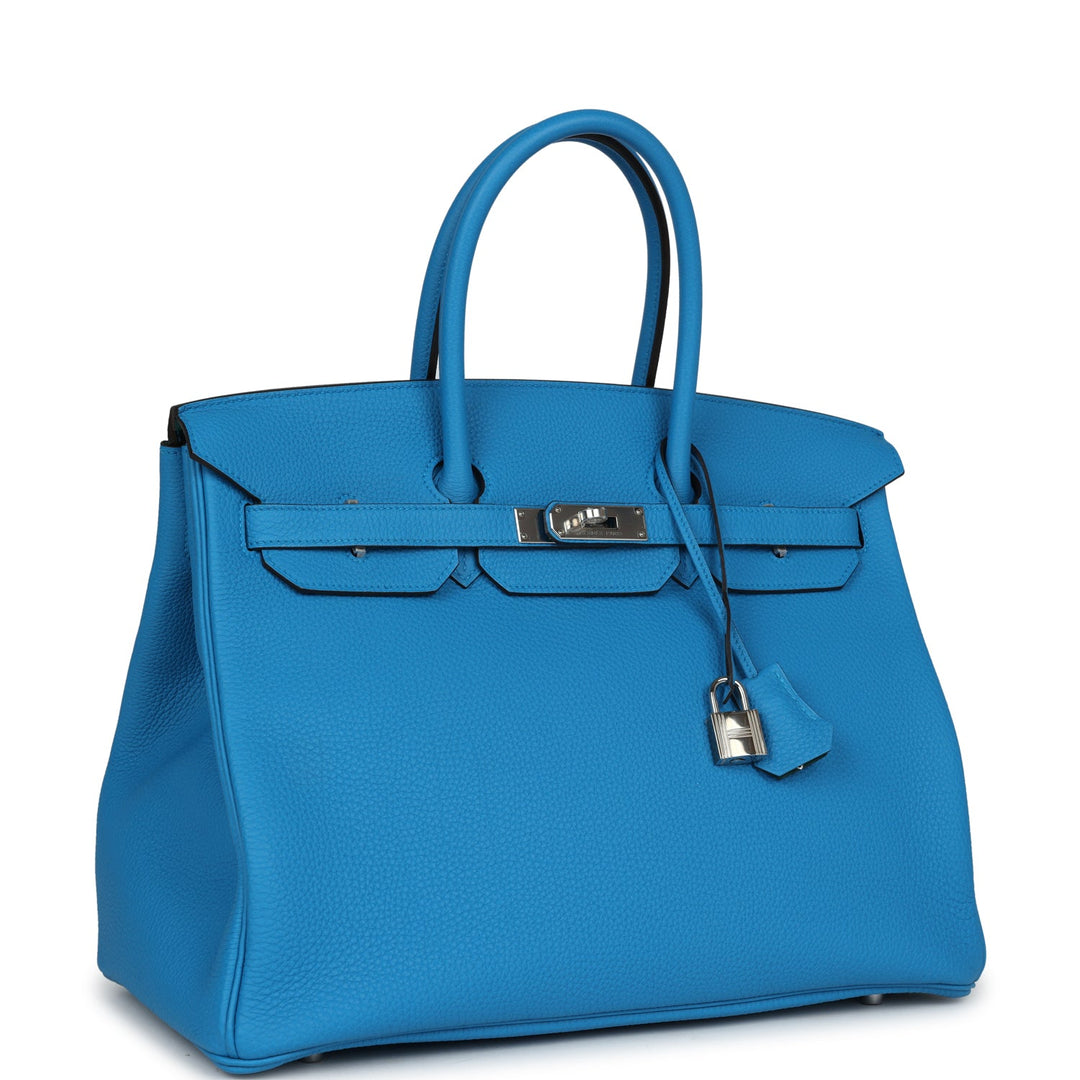 Top quality Hermes Birkin 35 Bleu Zanzibar Verso Togo Palladium Hardware