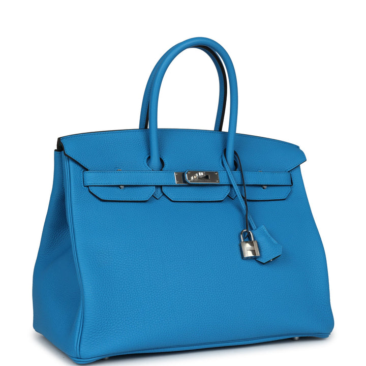 Top quality Hermes Birkin 35 Bleu Zanzibar Verso Togo Palladium Hardware