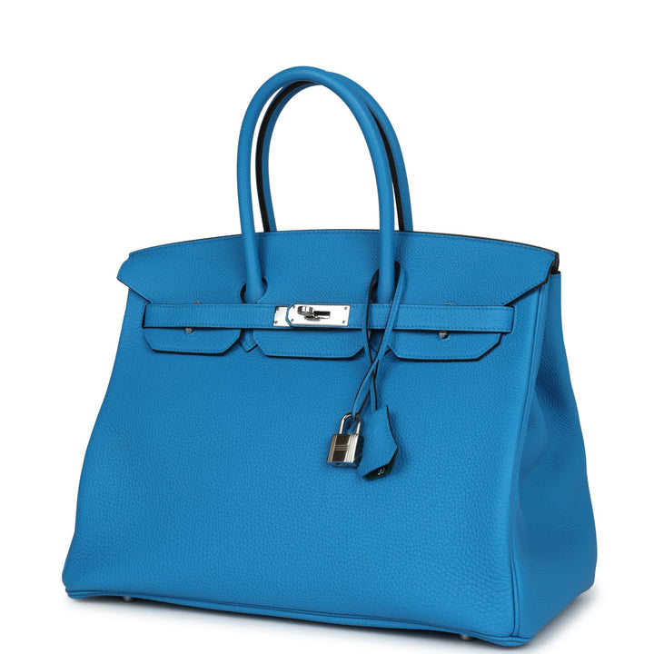 Top quality Hermes Birkin 35 Bleu Zanzibar Verso Togo Palladium Hardware