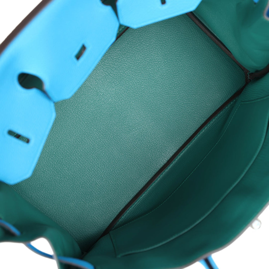 Top quality Hermes Birkin 35 Bleu Zanzibar Verso Togo Palladium Hardware