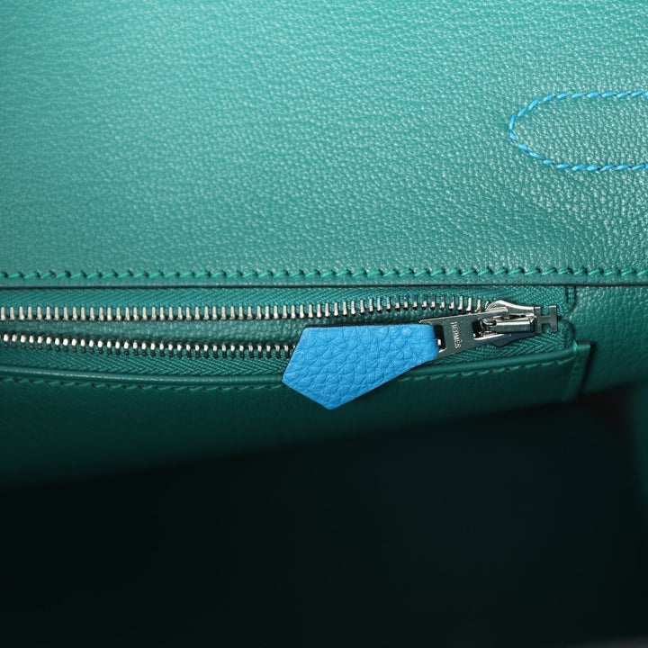 Top quality Hermes Birkin 35 Bleu Zanzibar Verso Togo Palladium Hardware