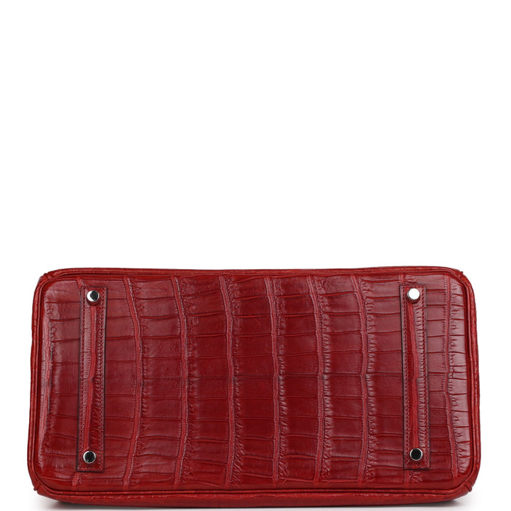 Premium Handmade Hermes Birkin 35 Rouge H Matte Niloticus Crocodile Palladium Hardware