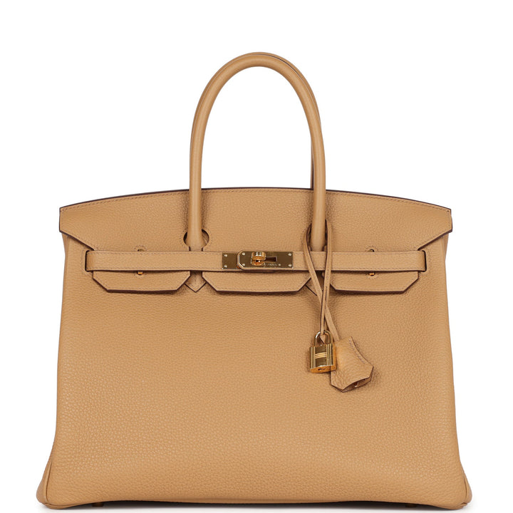 Top quality Hermes Birkin 35 Biscuit Togo Gold Hardware