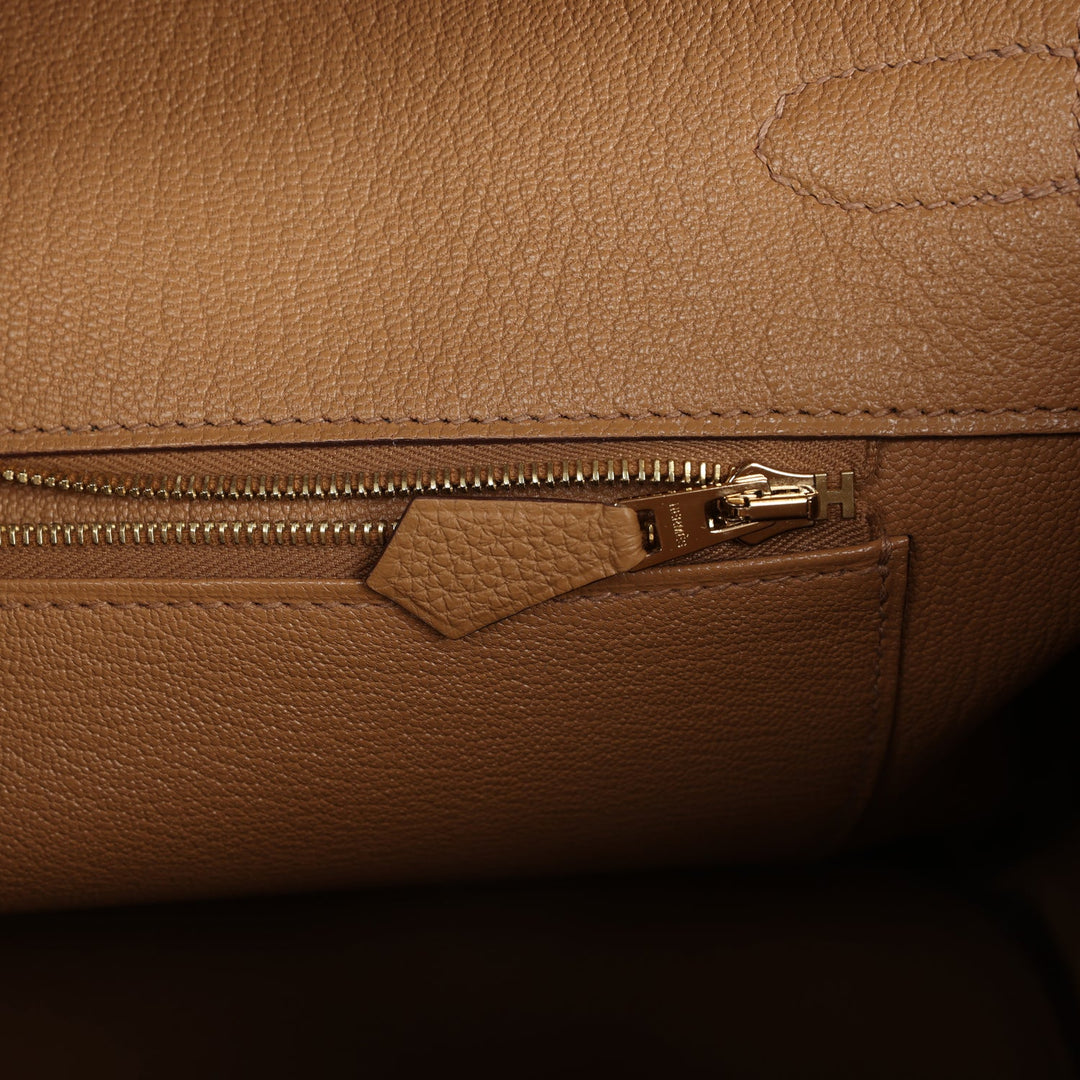 Top quality Hermes Birkin 35 Biscuit Togo Gold Hardware