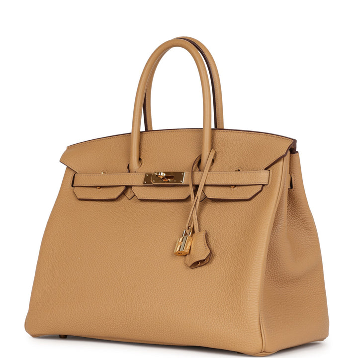 Top quality Hermes Birkin 35 Biscuit Togo Gold Hardware