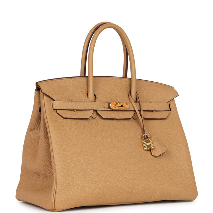 Top quality Hermes Birkin 35 Biscuit Togo Gold Hardware