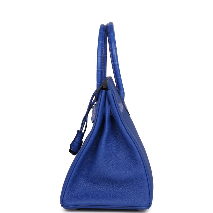 Top quality Hermes Birkin 30 Bleu Royal Matte Alligator and Togo Touch Palladium Hardware