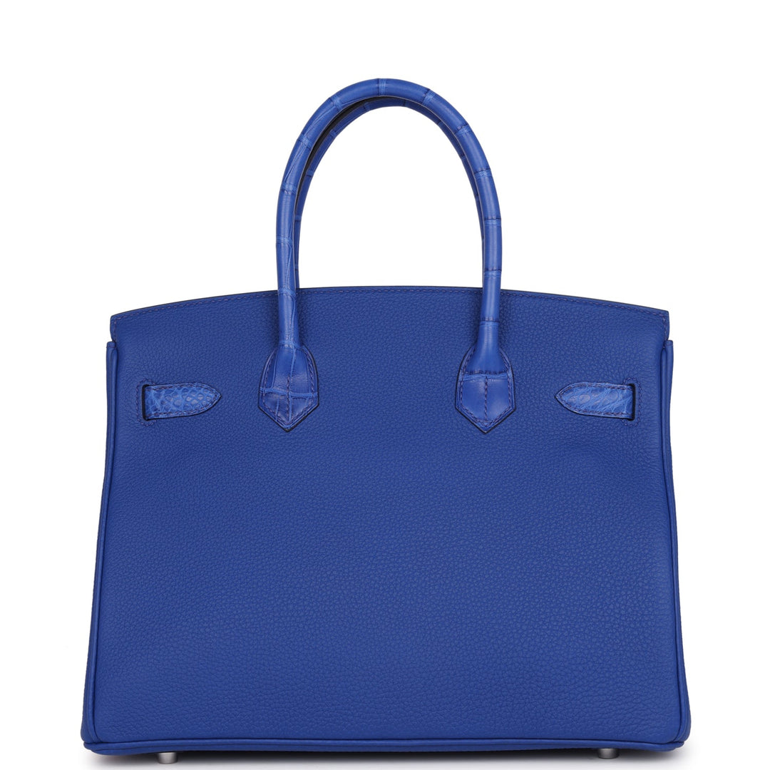 Top quality Hermes Birkin 30 Bleu Royal Matte Alligator and Togo Touch Palladium Hardware